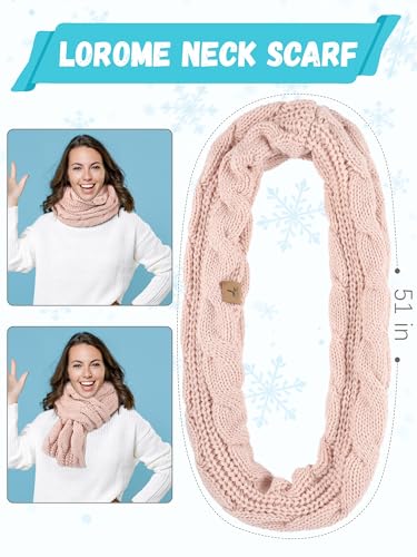 LOROME Winter Beanie Hat Scarf Gloves, Warm Fleece Knit Neck Scarf Set Gift | Hats Gloves Scarf Set, Touchscreen Gloves, Universal Size Neck Scarf Set Winter Gifts for Unisex Adult Winter Wear - color: Indi Pink
