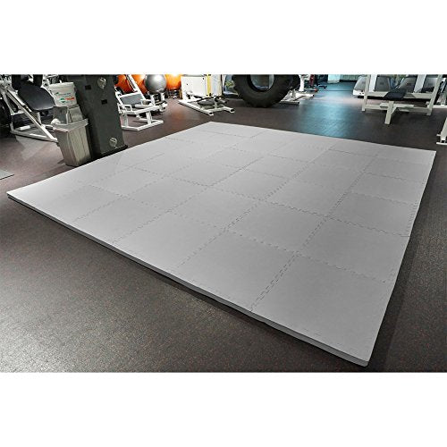 Meister X-Thick 1.5" Interlocking EVA Foam Mats - GY - 25 Tiles (100 Sqft) | Extra-thick 2X cushioning w/ anti-slip grip. 2' x 2' puzzle mats for wrestling, MMA, gymnastics, home gyms and play areas - color: Grey, size: 25 Tiles (100 Sqft)