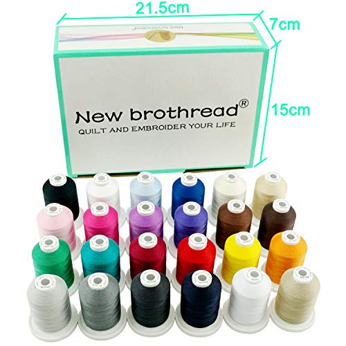 New brothread Multi-Purpose 100% Mercerized Cotton Threads -24 Basic Colors | Thread Weight 50S/3, 600M(660Y) Each Spool, Used for Quilting, Serger, Sewing and Embroidery - color: 24 Basic Colors
