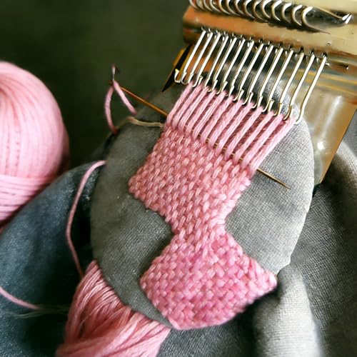 Knit Patch Kit - PatchMaker 2.0 Kit, Mini Darning Loom, Sewing Craft Supplies, Knitting Kit for Beginners, Patchwork Weaving Tool Set for Quickly Sewing Repair on Jeans, Socks and Clothes (14 Hooks) - size: 14 Hooks