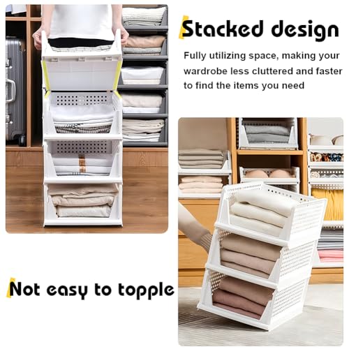 yazi 5 Pack Stackable Closet Storage Box | Closet Shelf Organizer and Storage Plastic Drawer Storage,Wardrobe Organizer Closet Organizers Storage - size: 5L