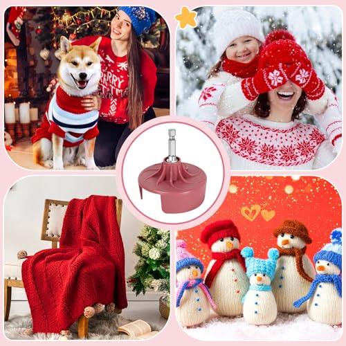 DoubleCare Knitting Machine Adapter, Quick Knit Machine Attachment | with Hexagonal Steel Drill Electric Screwdriver, Compatible with 48/40/22 Needles, DIY Craft Fast Knitting Christmas Hats - size: Accessories-Rose