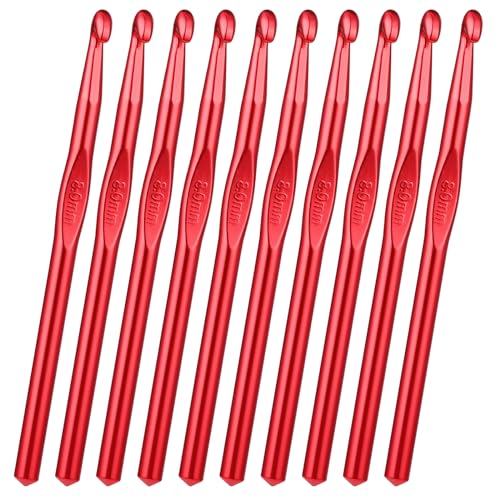 8mm Aluminum Crochet Hook, Size LKnitting Needles Craft Yarn, Crochet Hook for DIY Craft, Gold Crochet Needles for Knitting Scarf(10Pcs) - color: 8MM Red