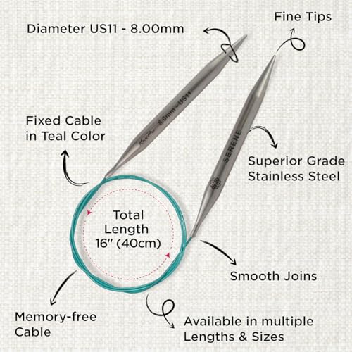 KnitPro The Mindful Collection Fixed Circular Needles 16" (40cm) | US Size 11 (8mm) - size: US 11 (8mm)