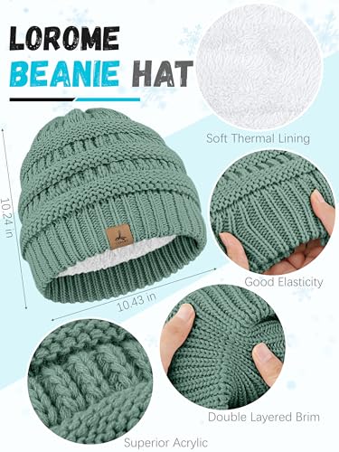 LOROME Winter Beanie Hat Scarf Gloves, Warm Fleece Knit Neck Scarf Set Gift | Hats Gloves Scarf Set, Touchscreen Gloves, Universal Size Neck Scarf Set Winter Gifts for Unisex Adult Winter Wear - color: Mint Green