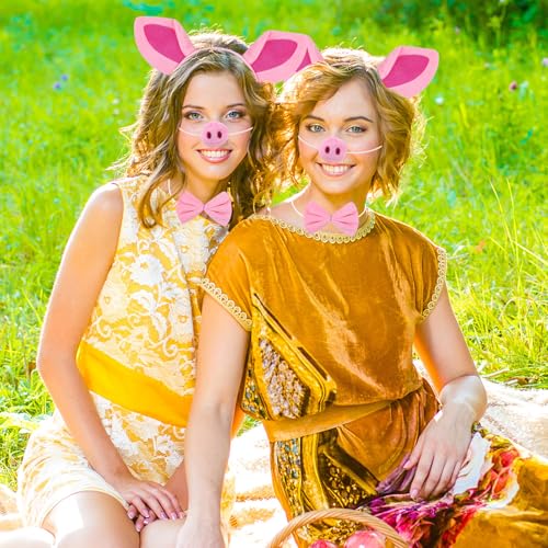 Plush Animal Ears Headband & Nose Bow Tie Tail, Halloween 100 Day Cosplay Festival Theme Party Dress up Costume