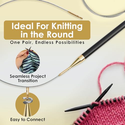 Lantern Moon Ebony Wood Interchangeable Circular Knitting Needles 5" (13cm) | US Size 7 (4.5mm) - size: US 7 (4.5mm)