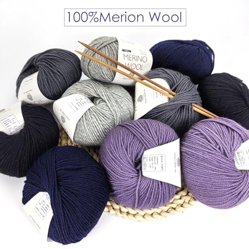Premium 4-ply Australian Merino Ultra-fine 100% Wool Yarn, 4pcs=200g/7oz,Soft, Itch-Free, Warm and Comfortable for Knitting and Crocheting,Perfect for Sweater, Scarf, Shawl, etc (17#Eggplant Purple) - color: 17#Eggplant Purple