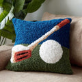 Latch Hook Pillow Kit Golf 43x43cm-4 | Printed Canvas Pillow Cover Already Sewed DIY Embroidery Pillowcase Crochet Yarn Hooking Craft Set for Hobby and Home Decor