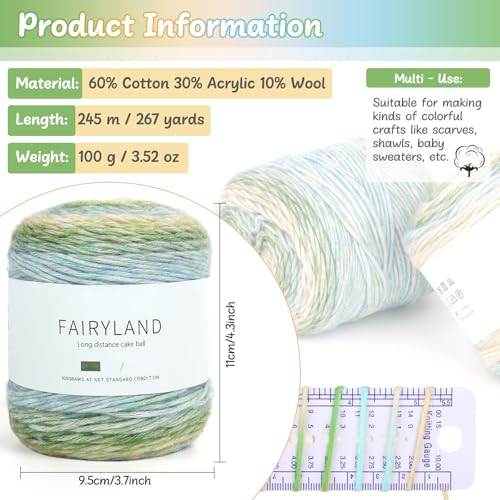 Aeelike Cake Yarn for Crocheting, Soft Ombre Crochet Yarn, Green Gradient | 3 PCS #3 Light weight 100g(3.52oz) 245m( 267yards), 60% Cotton Blend Gradient Yarn for Blanket Scarves DIY Crafts, Ideal Gift - color: Green Gradient, size: 3 pcs