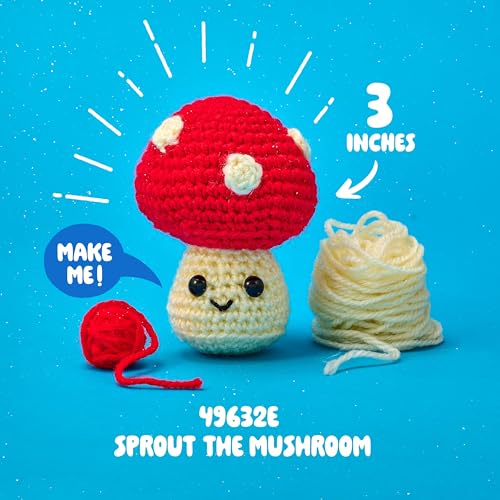 Bucilla, Complete Crochet Kit, Sprout the Mushroom, 3" - color: Sprout the Mushroom