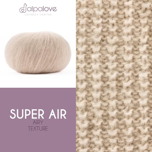 Super Air 4-Set Baby Alpaca - Soft and Fast Hand Knitting Yarn 7.05 oz/ 568 Yards - Natural Beige - color: NFA02 Beige