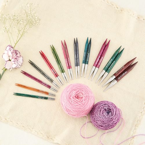 KnitPro Dreamz Interchangeable Circular Needles 5" (13cm) | US Size 10.75 (7mm) - color: Burgundy Rose, size: US 10.75 (7.00mm)