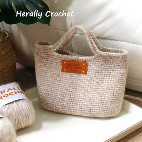 Herally Crochet Kit DIY Bag for Beginners - Crochet Picotin Bag (Cream) | Include Yarn, Hook and Accessory - with Step by Step Video Tutorials - color: Off-white