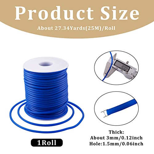 Beadthoven 3mm Hollow Pipe Rubber Tube Cords, 27Yards Barber Cord for Knitting Stitch Holder, Tubing Rubber Cord with Spool for Bracelet Jewelry Making DIY Crafts 1.5mm Hole - Blue - color: Blue, size: 3mm