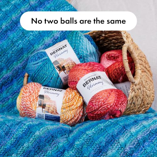 Bernat Harmony Acrylic Yarn for Crocheting, Foggy Notion, 3-Pack | #4 Worsted Yarn, 100% Acrylic, Soft Yarn for Crocheting Blankets, Garments, Knitting & DIY Crafts, 431yds, 250g/9oz per skein - color: Foggy Notion