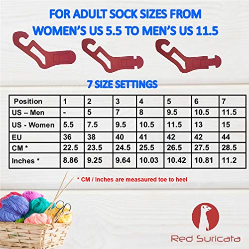 Red Suricata Knit Blocking Bundle (Inches Grid) | Extra Thick Blocking Mats for Knitting & Curved Knit Blocking Comb Set & Adjustable Sock Blockers - All in one Storage Bag - size: Inches grid