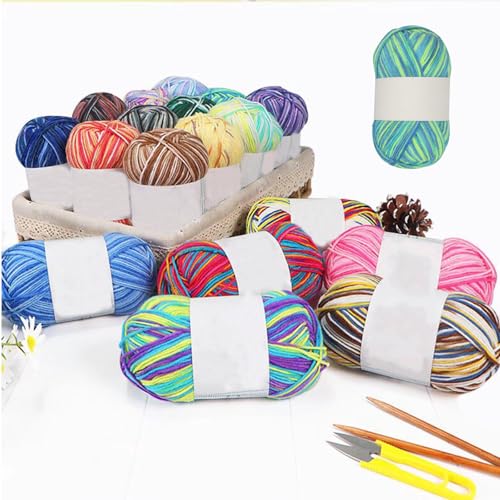 Threads for Knitting Yarn Crochet Yarn Rainbow for Crocheting Knitting Projects(Blue Wave Green) - color: Blue Wave Green