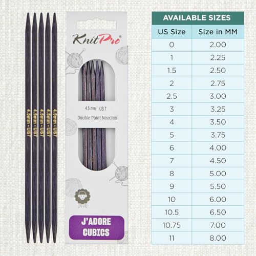 KnitPro J’Adore Cubics Double Pointed Needles 6" (15cm) | US Size 7 (4.5mm) - size: US 7 (4.5mm)