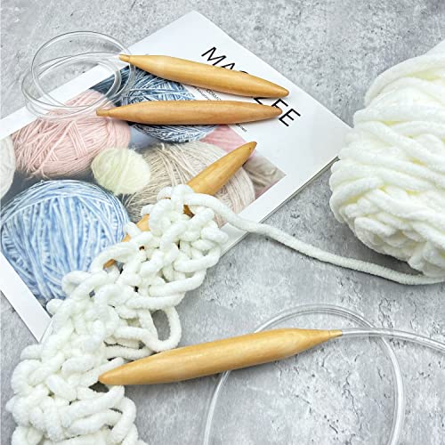 Mdoker Wooden Circular Knitting Needles 60-inch Length Jumbo Cicular Knitting Needle for Giant Chunky Yarn Carpet Scarf Bulky Wool Roving Weaving,US Size 36(20mm) - size: US 36 (20mm), 60 Inches