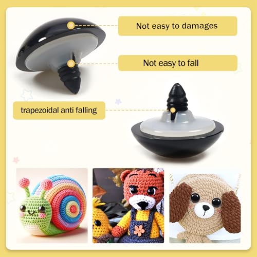 TOAOB 8pcs 35mm Large Safety Eyes for Amigurumis Black Plastic Crafts Doll Eye with Washers for DIY Crochet Stuffed Animals Doll Making Supplies - color: Black, size: 35mm