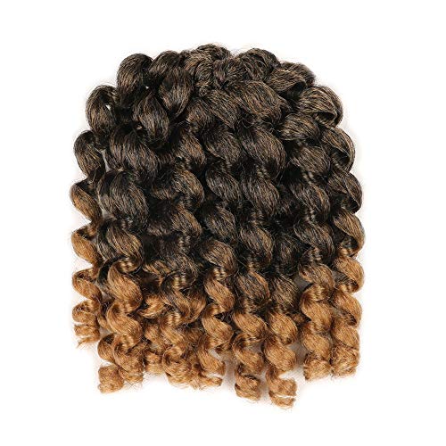 3 Packs Jamaican Bounce Crochet Hair 8 Inch Wand Curl Crochet Hair Curly Bounce Crochet Braids Hair Extension Twist Hair(1B/27#) - color: 1B/27#, size: 8 Inch (Pack of 3)