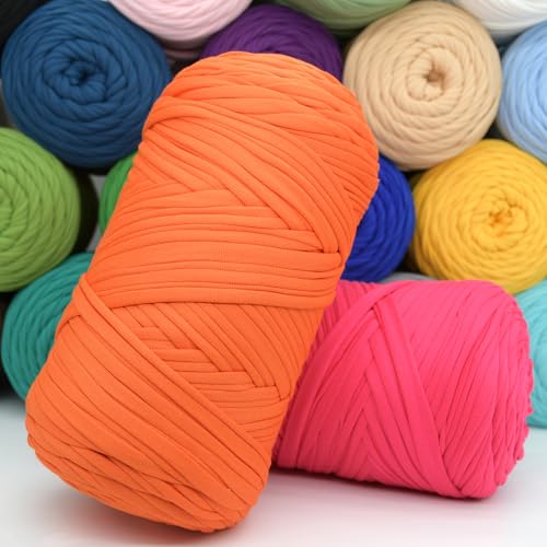 400g Tshirt Yarn for Crochet,Beige T Shirt Soft Elastic Fabric Chunky Thick T-Shirt Crochet Yarn for Crocheting Knitting Beginner Hand Knitting for Bag/DIY Craft/Home Decor-Beige - color: Beige, size: 1 PACK