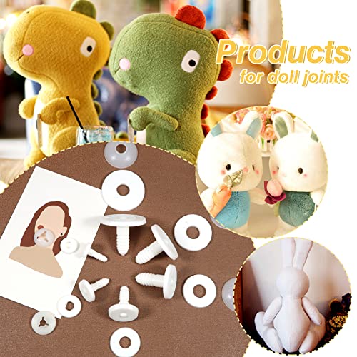 TOAOB 36 Set Doll Joints Assorted Size White Plastic Animal Joints Bear Making Accessories for Doll Making Limbs and Head Joints