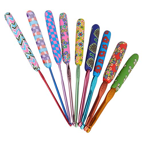 Coopay Warm Crochet Hook, Ergonomic Crochet Hooks Set w/Soft Grip | 2.0mm-6.0mm Aluminum Crochet Needles w/ Long Handle for Grandmother Crochet Yarn Craft - Premium Knitting & Crochet Supplies - color: Fresh Flowers