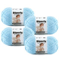 Skinny Chenille Yarn for Crocheting, #2 Blue Thin Baby Blanket Plush Yarn | 4 Pack of 158 Yds, 1.7 Oz Sport Fingering Weight Fine Yarn, Soft Fluffy Velvet Yarn for Crochet knitting Blankets, Amigurumi - color: Sky Blue