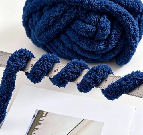 bearberry Jumbo Chenille Yarn, Super Bulky 6 - Extra Plush & Skin-Friendly for Chunky Knit Blankets, Arm Knitting & Crocheting 8-Pack (8oz/25yd Per Skein), Machine Washable, Ultra Soft, Dark Blue - color: Dark Blue