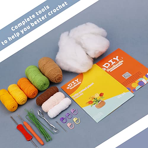 kgxulr Crochet Kit, Yellow Tulips Knitting Kit, Crochet Kit for Beginners | Crochet Kit for Beginners, Crochet Flower Kit, Beginner Crochet Kit for Adults with Step-by-Step Video Tutorials - color: Yellow Tulips