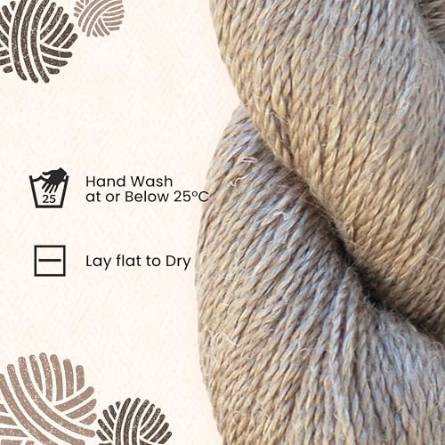HiKoo Rylie Yarn, Soft Baby Alpaca Wool, Silk, and Linen Blend for Knitting, Crocheting, and Crafts, 100 Gram Hank, 274 Yards, #090 - Driftwood - color: #090 - Driftwood