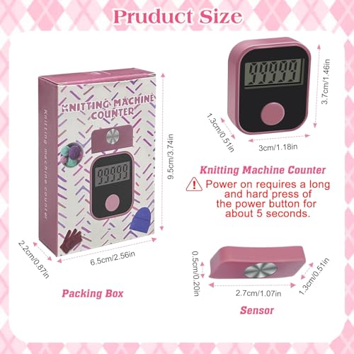 Knitting Machine Counter, Row Counter for Circular Knitting Machine, Attachable Magnetic Suitable for 32/40/48 Needle Row Digital Counter (2PCS) - color: Pink-2PCS