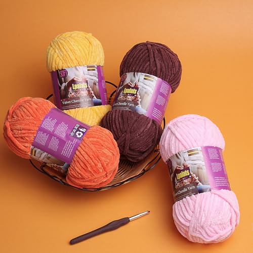 Baby Blanket Yarn for Crocheting Soft, #6 Yellow Super Bulky Chenille Yarn | 1 Pack of 87 Yds, 3.5 Oz Plush Chunky Yarn for Crocheting, Thick Fluffy Velvet Yarn for Crochet Knitting Blankets, Amigurumi - color: Goose Yellow