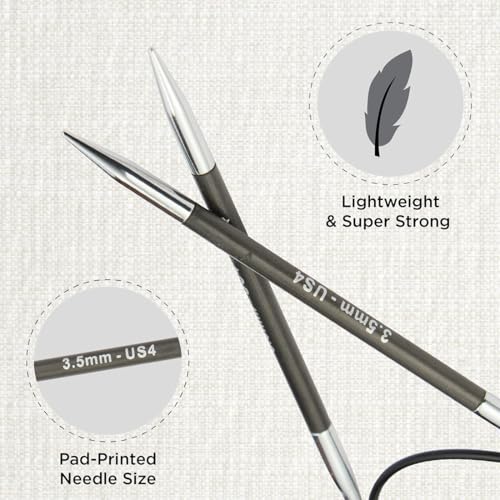 KnitPro Karbonz Fixed Circular Needle 32"(80cm) | US Size 4 (3.5mm) - size: US 4 (3.5mm)