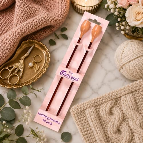 The Fastrend Knitting Needles 2-Piece Set – Smooth Lightweight Knitting Sticks with Wooden Tip – Crochet & Knitting Tools for Beginners & Professionals (US Size 10 inch / 5.5 mm) - size: US Size 10 inch / 5.5 mm