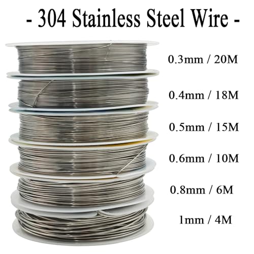 INSPIRELLE 304 Stainless Steel Craft Wire Mixed Sizes Bendable Metal Wire | 6 Packs for Jewelry Craft Making for Beginner Practice