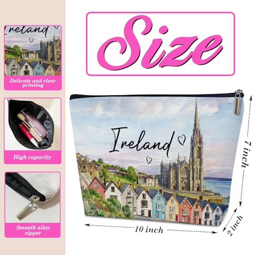 Ireland Makeup Bag for Women, Irish City Travel Gifts | Travel Essential Cosmetic Pouch for Purse, Ireland Souvenirs Bag for Traveller Lovers - color: multicolor0205