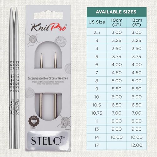 KnitPro Stelo Lace Interchangeable Tips 4" (10cm) | US Size 3 (3.25mm) - size: US Size 3 (3.25mm)