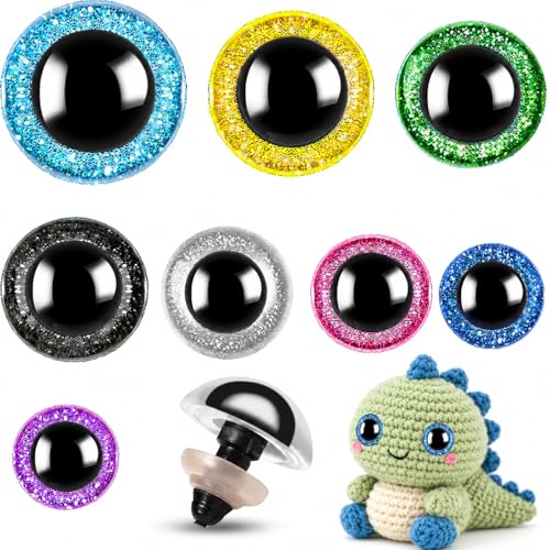 160pcs Large Safety Eyes for Amigurumi Glitter Eye for Stuffed Animals for DIY Dolls Puppets Bear Crafts Animals Amigurumi Making Supplies(Colorful A) - color: Colorful A