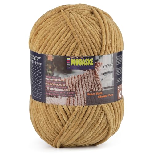 Chenille Yarn for Crocheting, Brown Baby Blanket Fluffy Yarn for Crochet | 1 Pack of 262 Yds/7 Oz Ultra Soft Yarn for Crocheting, Fuzzy Chunky Yarns, Plush Velvet Yarn for Knitting Amigurumi, Blankets - color: Coffee, size: 1 Skein
