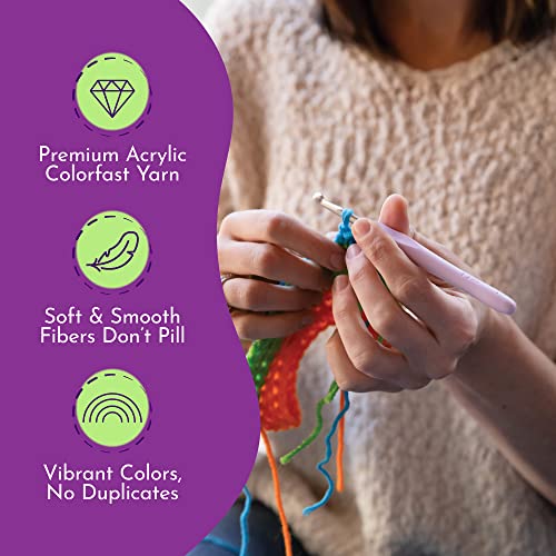 Mira HandCrafts 12 Acrylic Yarn Skeins - Crochet and Knitting Starter Kit for Colorful Arts and Crafts with 1,312 Yards of Multicolored Thread - Make Amigurumi, Granny Squares, Scarves, and Throws - size: 12 Pack