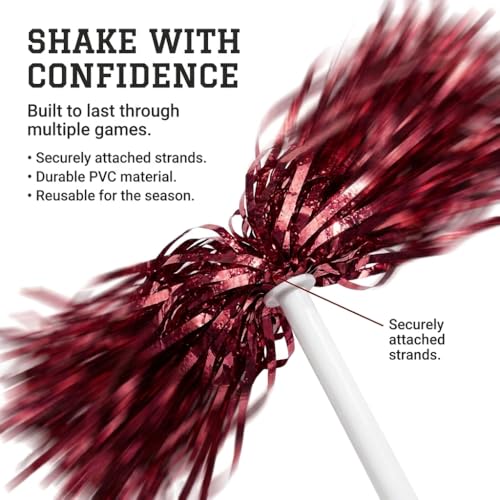 Anderson's Metallic Maroon Foil Textured School Spirit Shakers- Pack of 10 | Anderson's Metallic Pom Pom , For Cheerleader, Football, Basketball, Homecoming, Team Party, Dance Performance - color: Maroon