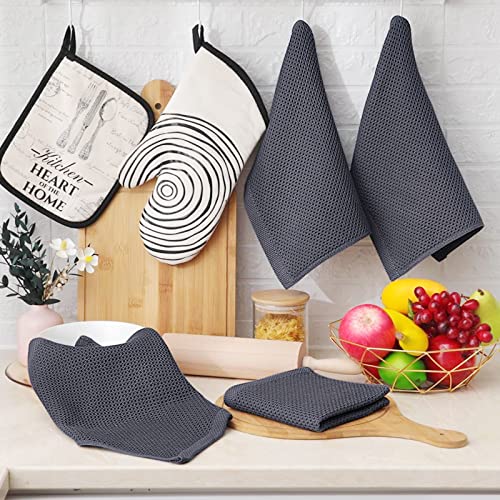 Homaxy 100% Cotton Waffle Weave Kitchen Dish Cloths 24-Pack, Dark Grey | 12 x 12 Inches, Ultra Soft Absorbent Dish Towels, Quick Drying Dish Rags with Hanging Loop - color: Dark Grey, size: 12 X 12 - 24 Pack