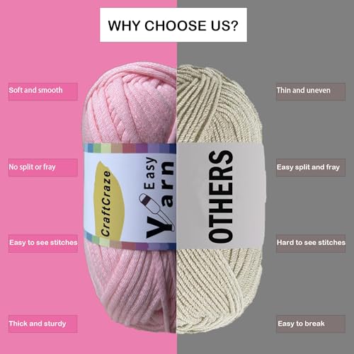 Beginner Easy Yarn Kit for Knitting,Crocheting; Worsted Weight Medium #4; Cotton Blend Yarn for Amigurumi with Tools (Urban Neon, 6 Skein) - color: Urban Neon
