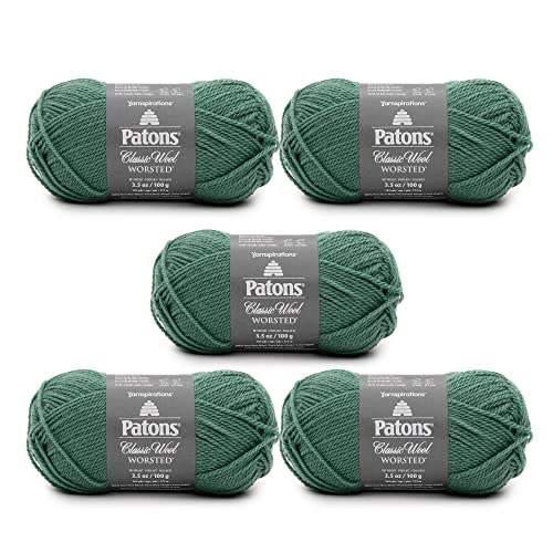 Patons Classic Wool Rich Grass Yarn - 5 Pack of 3.5oz/100g - Wool - 4 Medium - 210 Yards - Knitting/Crochet - color: Rich Grass, size: 5 Pack