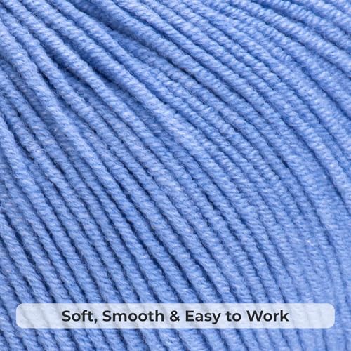 PureTouch Cotton Blend Yarn, Soft & Durable Crochet Yarn for Knitting & Amigurumi, 174 Yards, 50g, 55% Cotton 45% Acrylic (Light Sky Blue, 4 SKEINS) - color: Light Sky Blue, size: 4 SKEINS