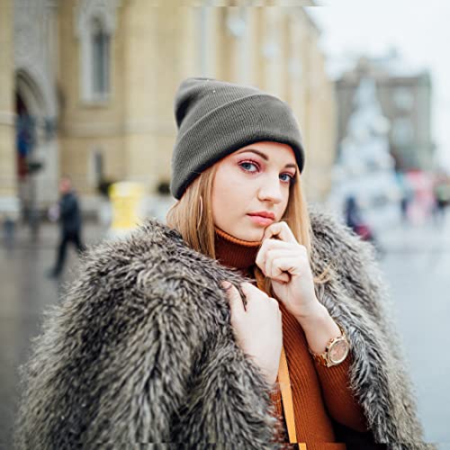100% Cotton Beanie Hat Winter Hats Women Men Warm Knit Beanies | Double Layer Warmth ,Ultra-Soft Itch-Free Pure Cotton Knitted, Cuffed & Uncuffed Fisherman Slouchy Skull Cap for Womens Mens - color: 2pcs-(black +Darkgrey)