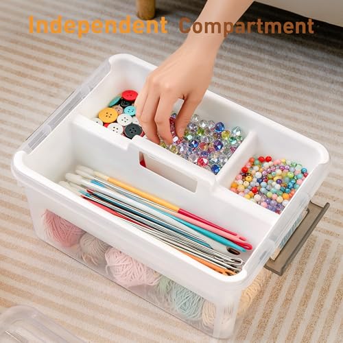 Citylife 17 QT Clear Craft Organizers and Storage Box with Handled Tray | Stackable Art Supply Organizer Storage Bins with Lids for Craft, Beads, Markers, Sewing, Tools, Playdoh, Coloring Books, - size: 17 Qt- 1 Pack-H